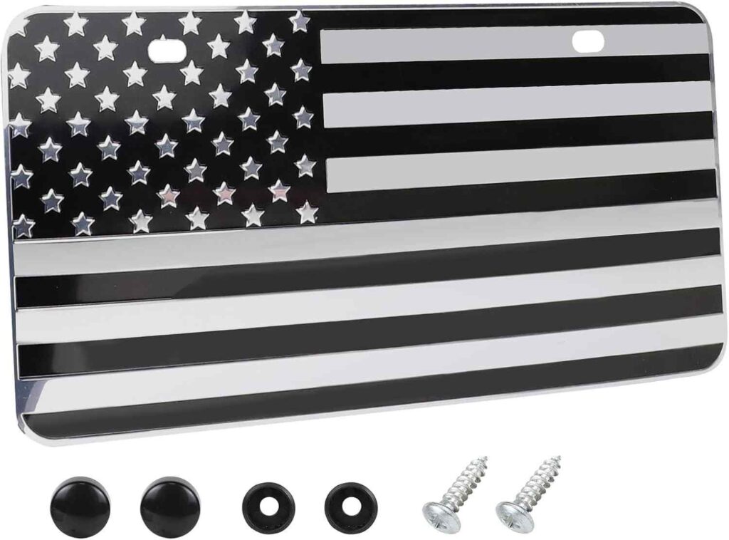 Car American Flag License Plate