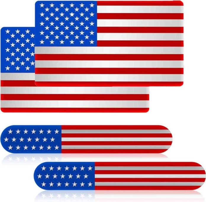 3D Metal American Flag Decal